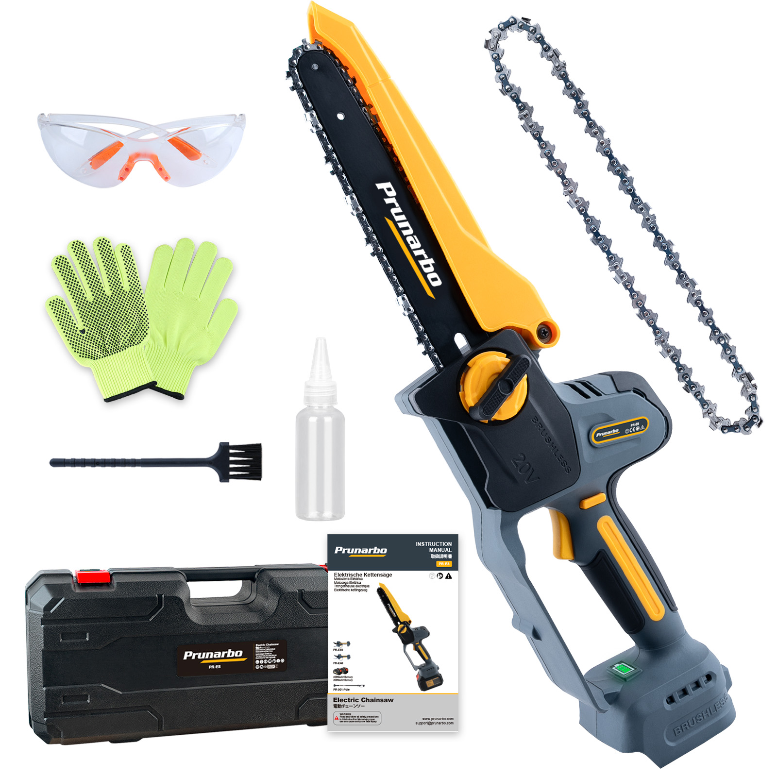 21V 8Inch Mini Chain Saw Battery Powered Only Chainsaw Body Machine -- Prunarbo PR-E8-body