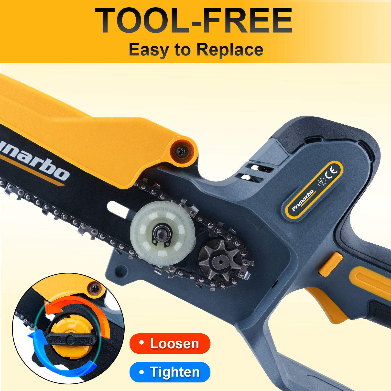 8 Inch Chainsaw Chain Replacement, 45 Drive Links .043" Gauge 1/4" LP Pitch Low-Kickback Fits Prunarbo PR-E8 8Inch Mini Electric Hand Saw Cordless for Wood Cutting Trimming Gardening Tool