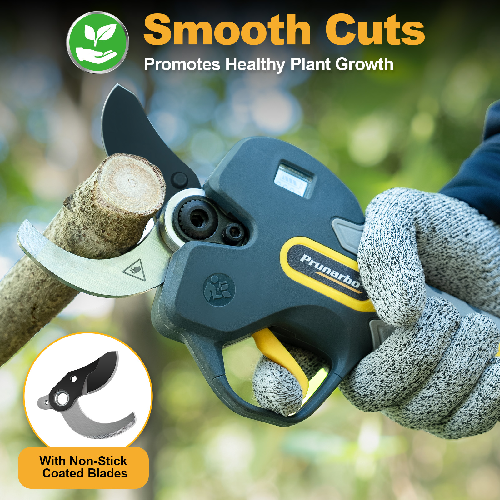 Ergonomic pruning shears with non-stick blades ensuring clean cuts, contributing to the health and growth of plants.