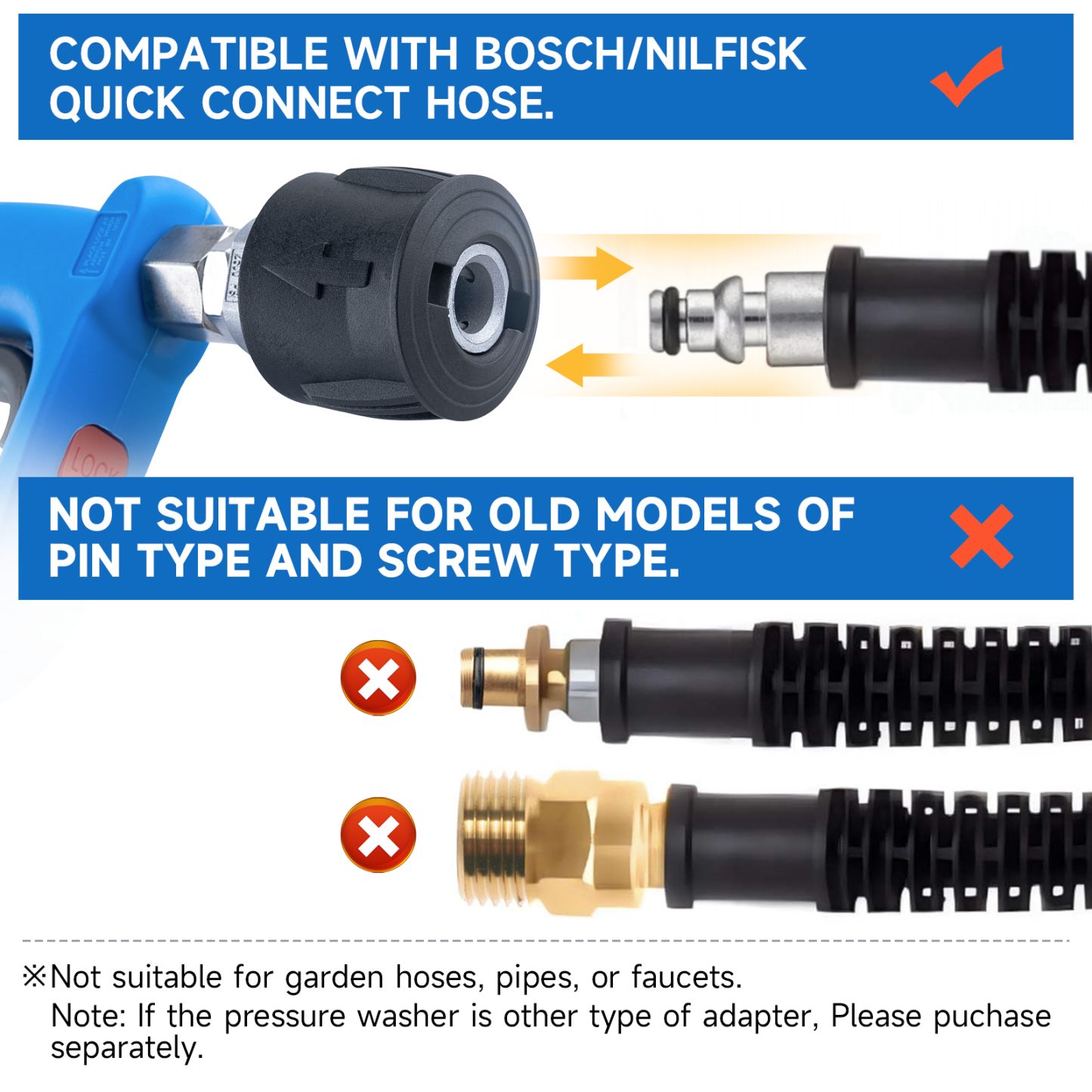 Prunarbo Foam Cannon Kit with Short Pressure Washer Gun 1/4 Inch Quick Connector , 5650PSI with 5 Nozzles M22-14mm Fitting Compatible with Bosh Nilfisk