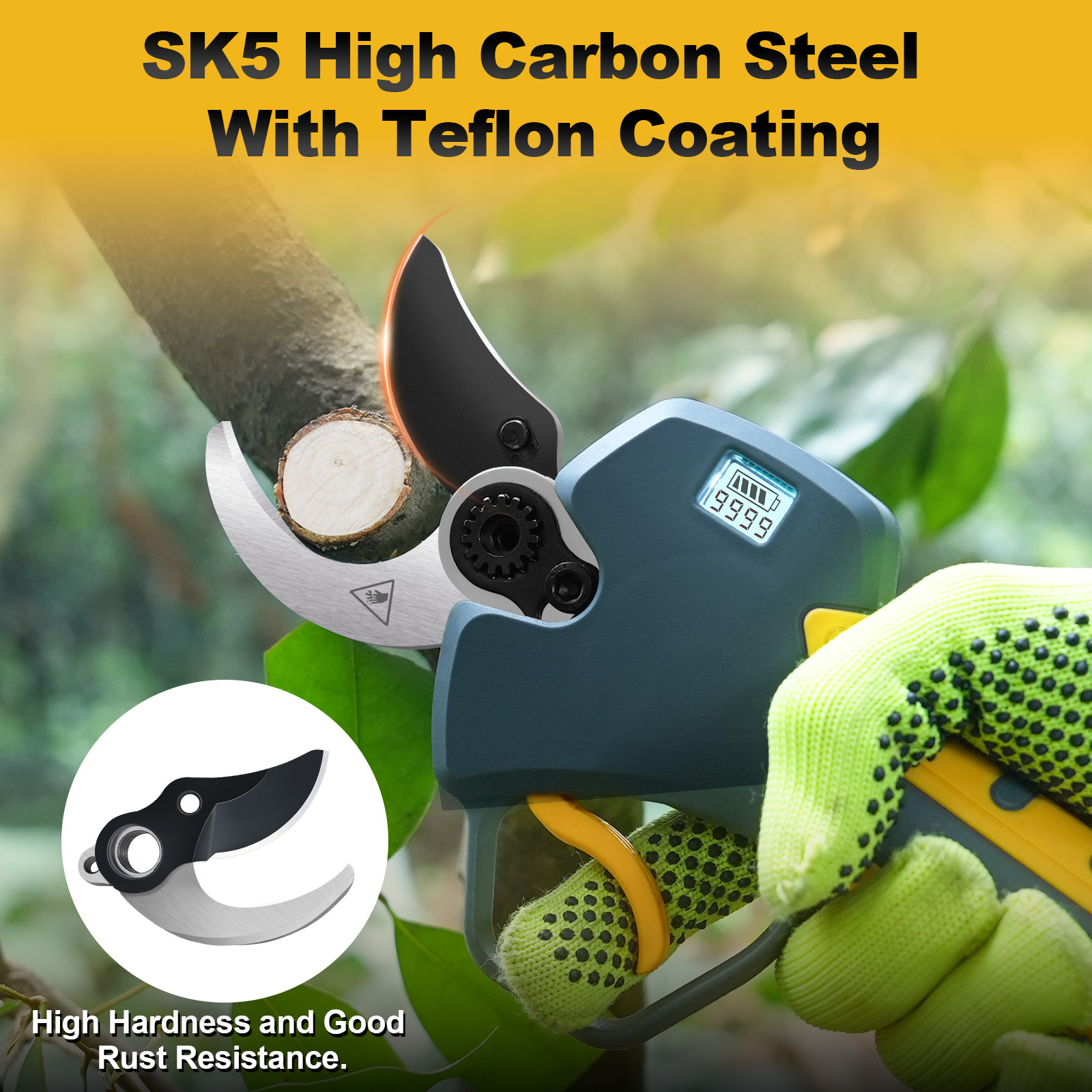 A pair of SK5 High Carbon Steel Replacement Blade for Electric Pruning Shears Cordless, Applicable Tree Pruner PR-E40, Sharp Durable for Professional Heavy Duty Use (Upper Blade+Lower Blade)