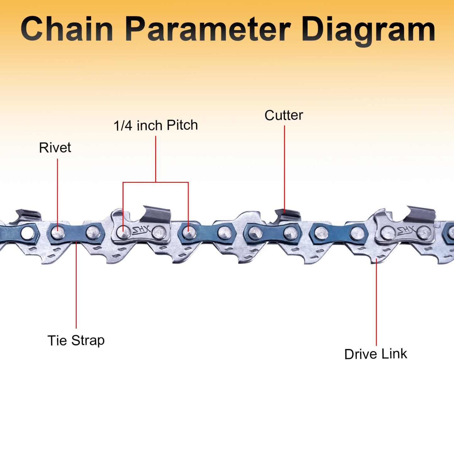 8 Inch Chainsaw Chain Replacement, 45 Drive Links .043" Gauge 1/4" LP Pitch Low-Kickback Fits Prunarbo PR-E8 8Inch Mini Electric Hand Saw Cordless for Wood Cutting Trimming Gardening Tool