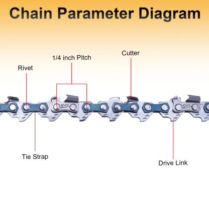 8 Inch Chainsaw Chain Replacement, 45 Drive Links .043" Gauge 1/4" LP Pitch Low-Kickback Fits Prunarbo PR-E8 8Inch Mini Electric Hand Saw Cordless for Wood Cutting Trimming Gardening Tool