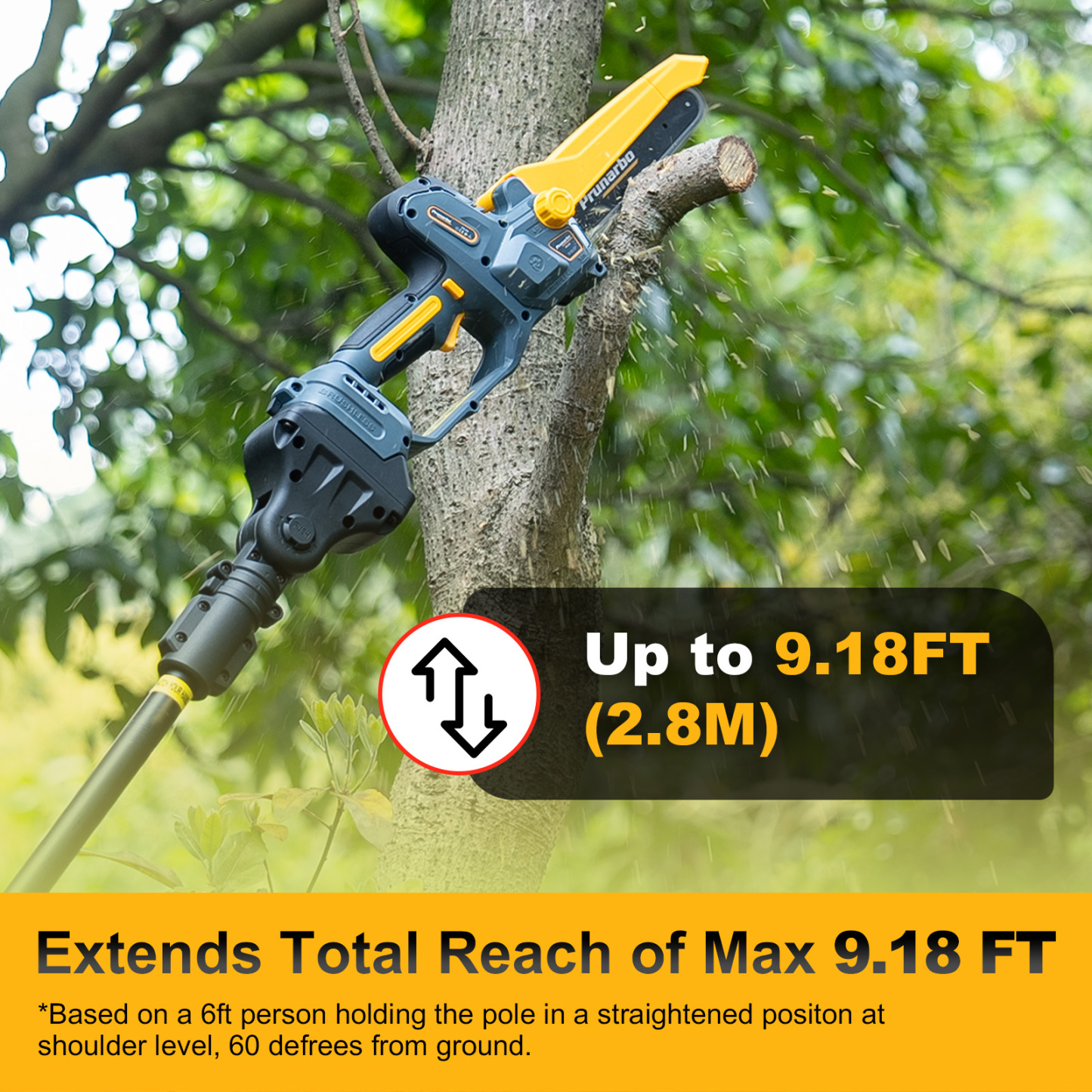 21V 8Inch Mini Chain Saw Battery Powered with Extension Pole -- Prunarbo PR-E8-Set