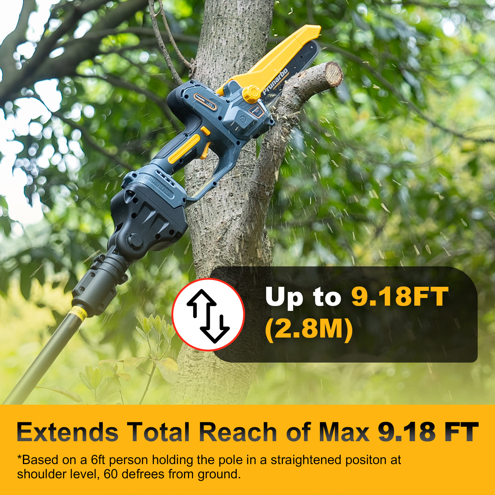 21V 8Inch Mini Chain Saw Battery Powered with Extension Pole -- Prunarbo PR-E8-Set