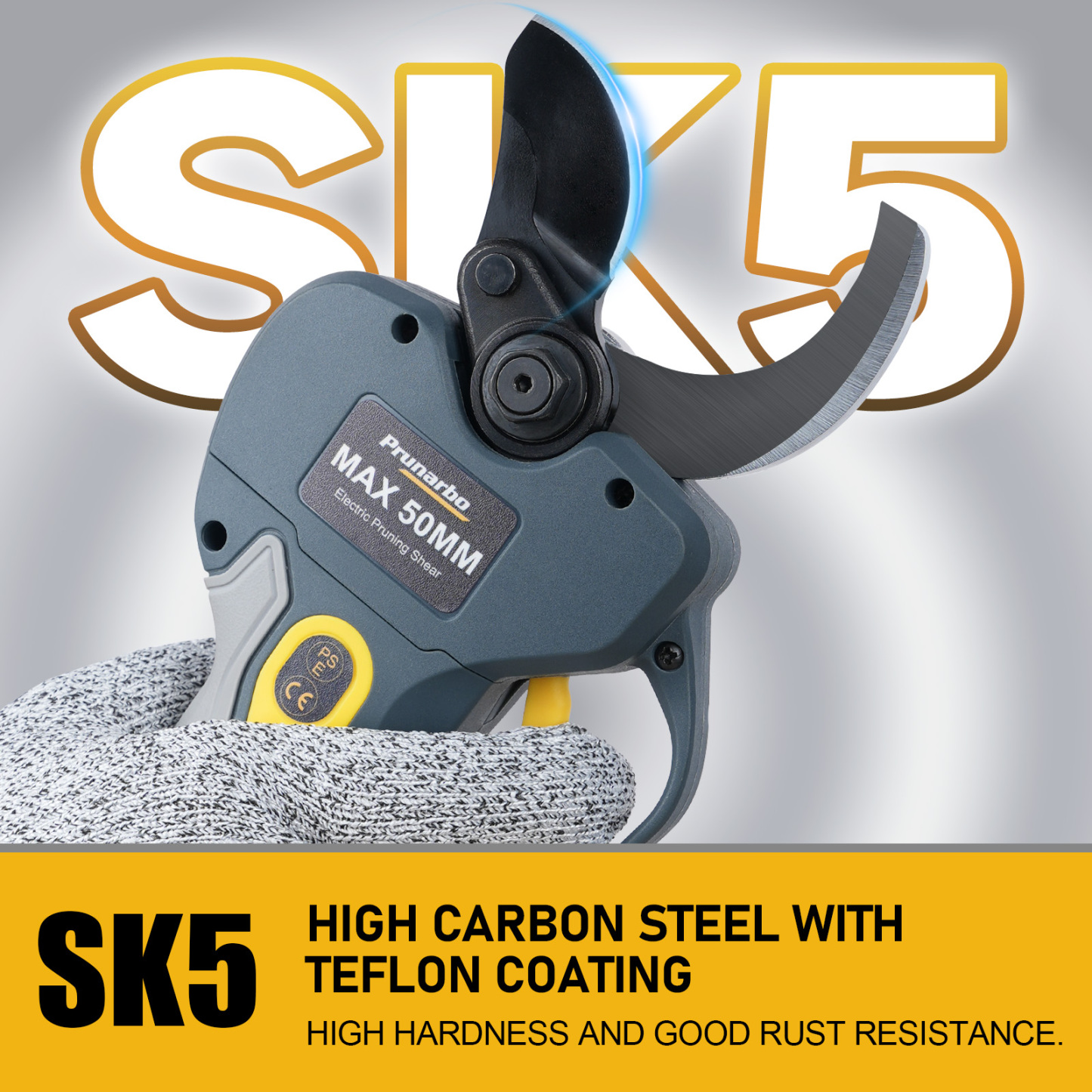 A pair of SK5 High Carbon Steel Replacement Blade for Electric Pruning Shears Cordless, Applicable Electric Tree Pruner Model PR-E50, Sharp and Strong Professional Heavy Duty Gardening Tool (Upper Blade+Lower Blade)