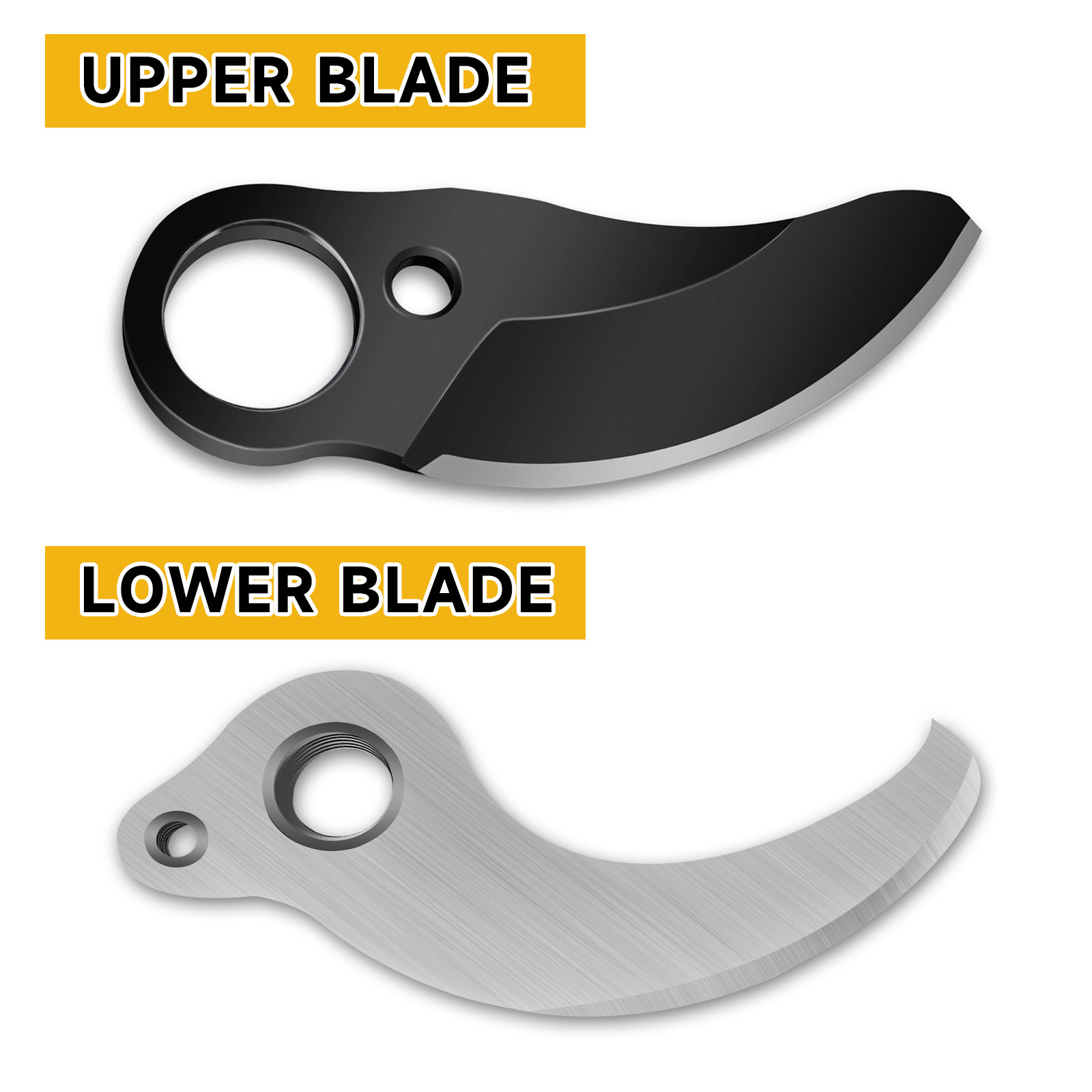 A pair of SK5 High Carbon Steel Replacement Blade for Electric Pruning Shears Cordless, Applicable Electric Tree Pruner Model PR-E50, Sharp and Strong Professional Heavy Duty Gardening Tool (Upper Blade+Lower Blade)