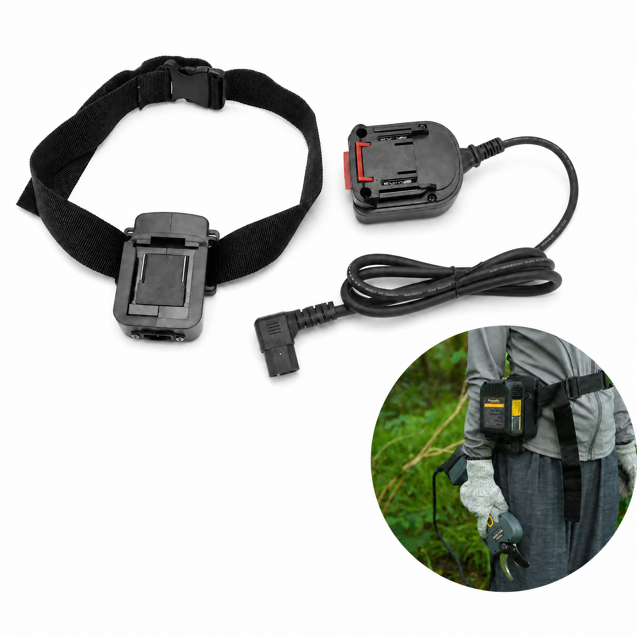 Prunarbo PR-E50 Battery Belt Adapter, Wear Your Battery on Your Waist for a Lighter PR-E50 Pruning Experience