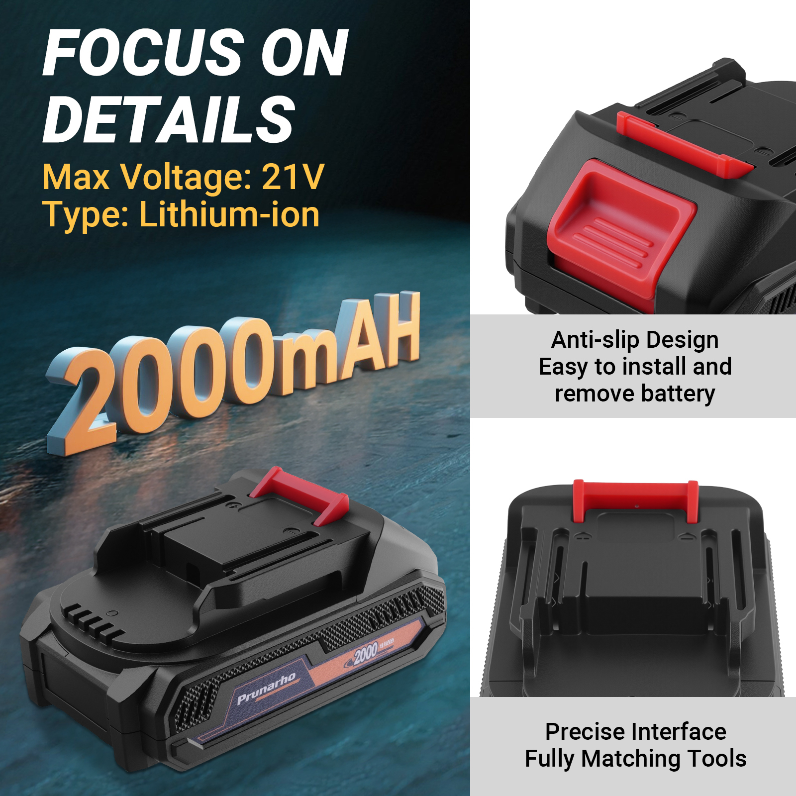 2000mAh 21V MAX 5C Lithium-ion Battery -- Prunarbo PR-002-Battery