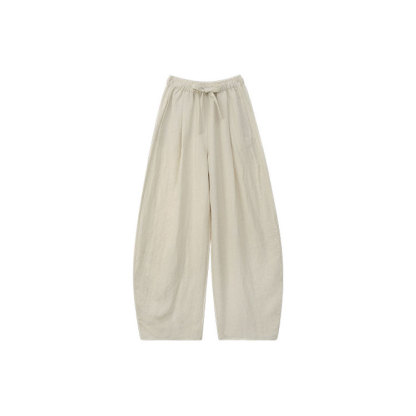 กางเกงผ้าลินิน Tencel ทรงขากว้างชายบาน