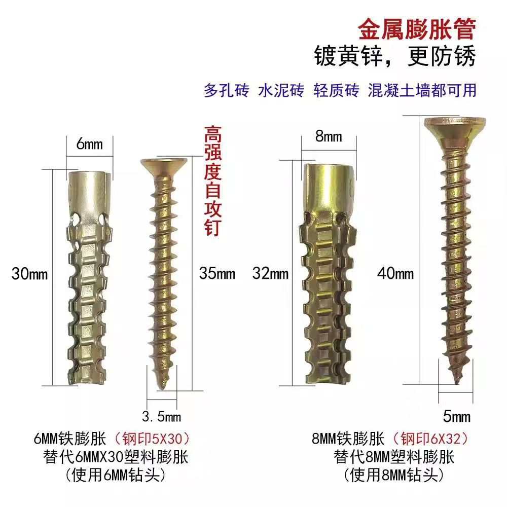 Expansion screws for repairing old holes