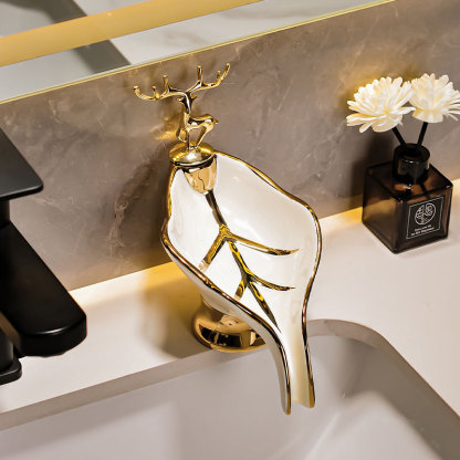 轻奢风免打孔沥水香皂收纳盒