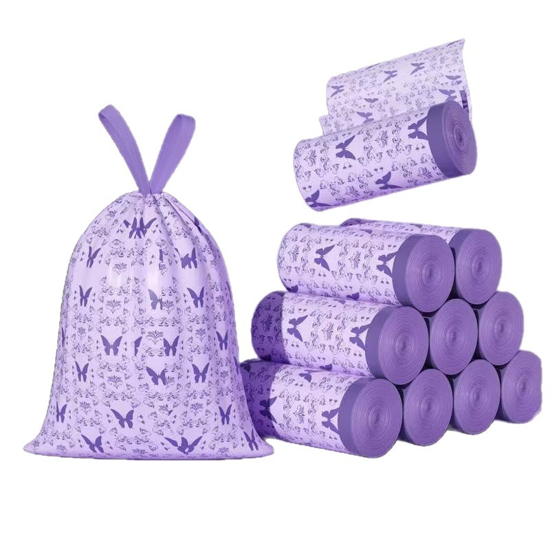 【10卷】薰衣草防蚊虫可降解抽绳垃圾袋特厚不易破