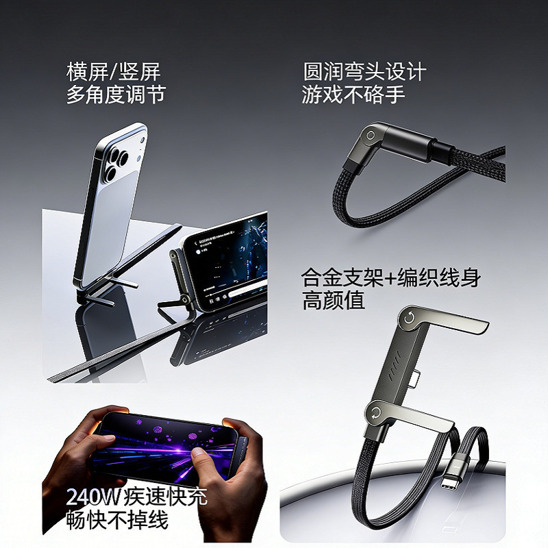 Super Fast Charging Phone Stand & Data Cable, Type-C Universal, 1.5m