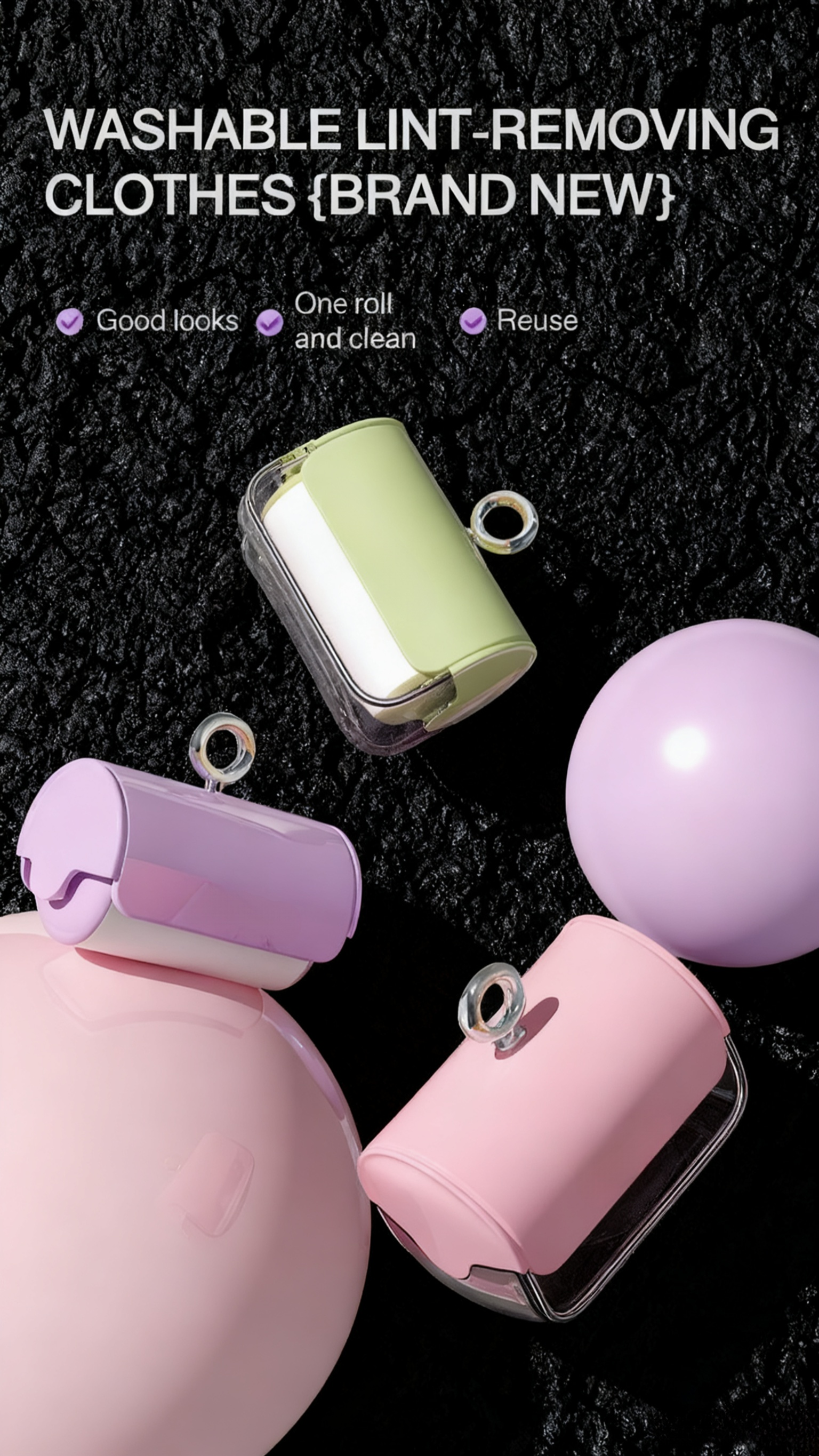 Colorful Dopamine-Style Washable Lint Roller for Clothes