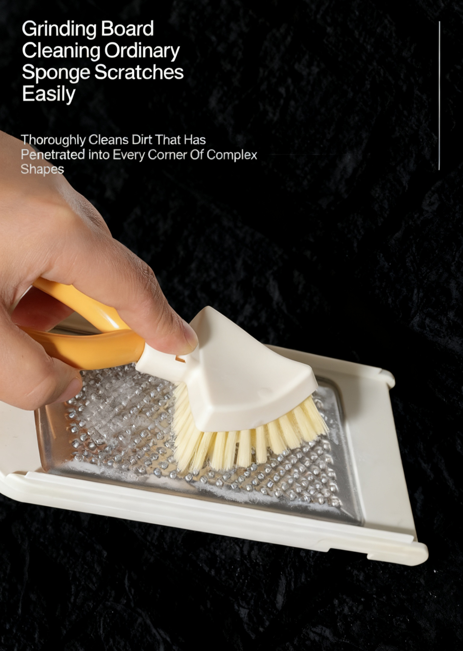 Multi-purpose triangle cleaning brush in use