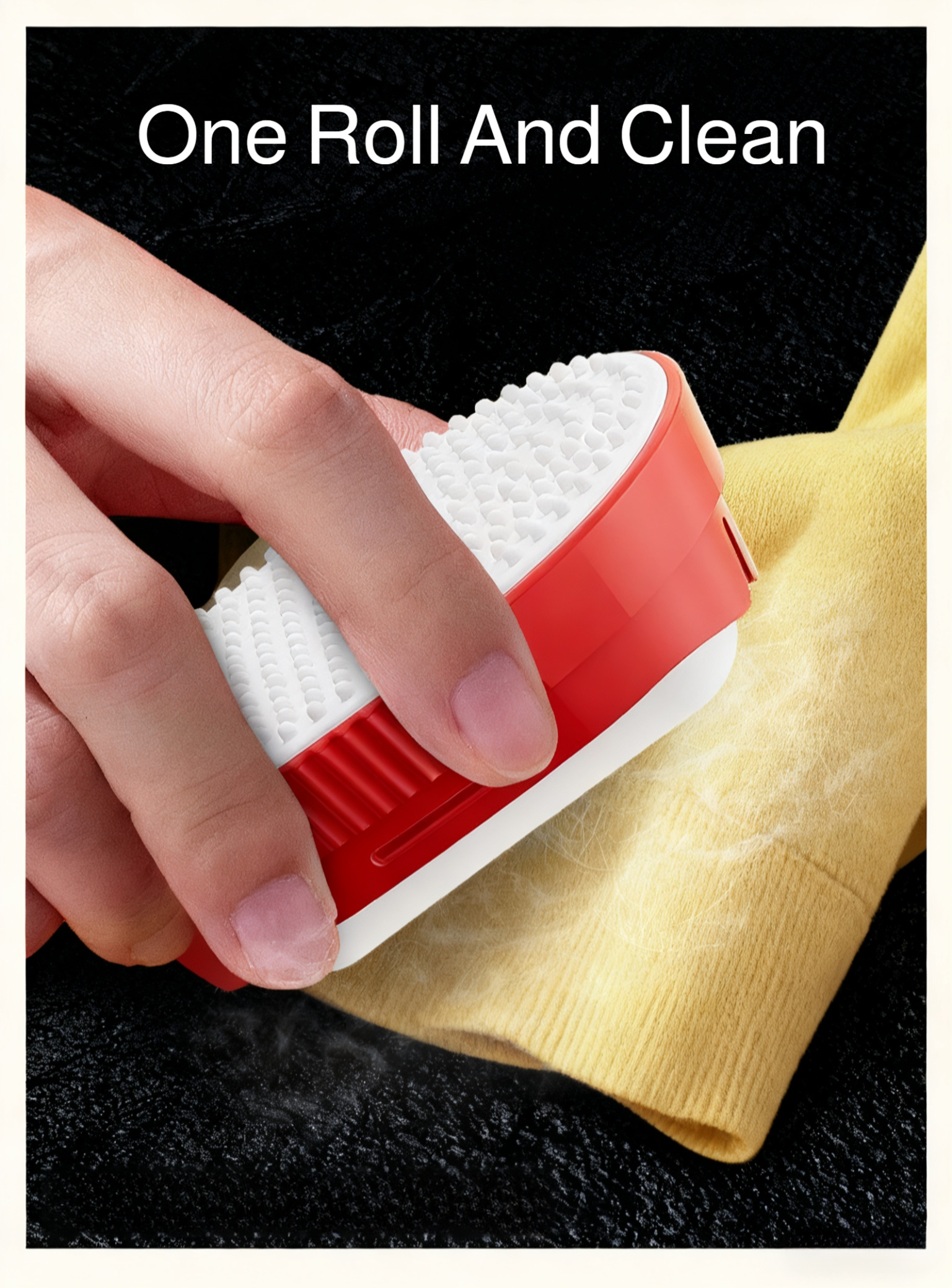 Reusable lint remover brush cleaning pet hair from a sofa