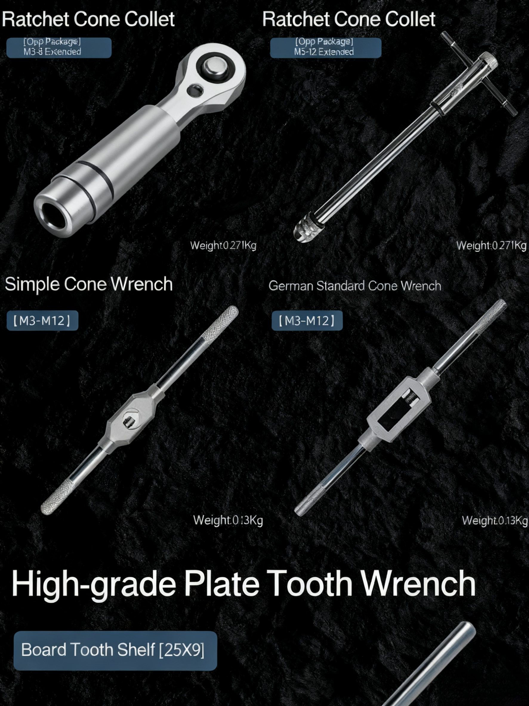 Close-up of tap wrench and die for thread repair