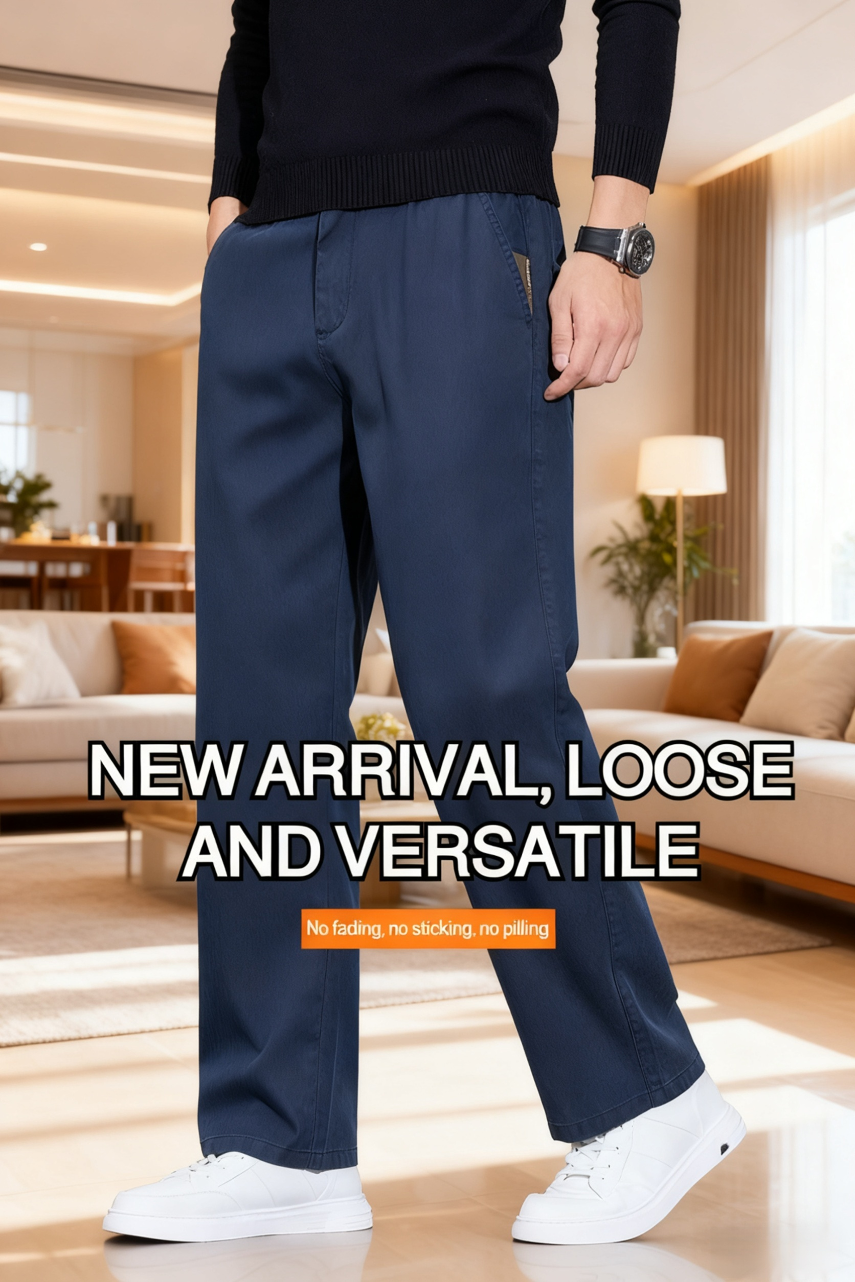 Stylish men's casual pants front view