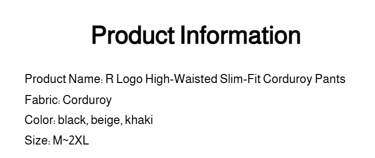 Front view of high-waisted slim corduroy wide-leg pants