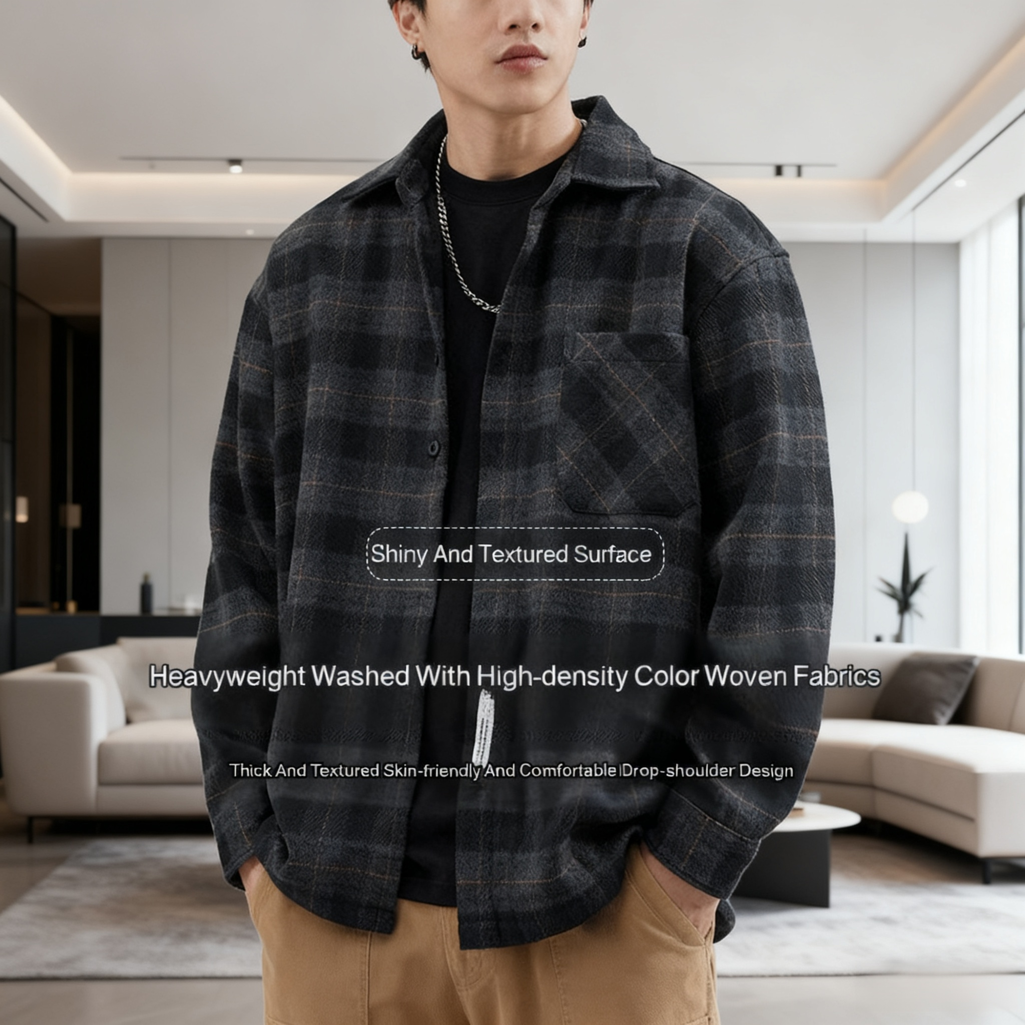 Warm thickened brushed shirt for autumn and winter