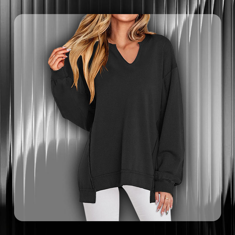 Colorful Striped V-Neck Loose Sweatshirt