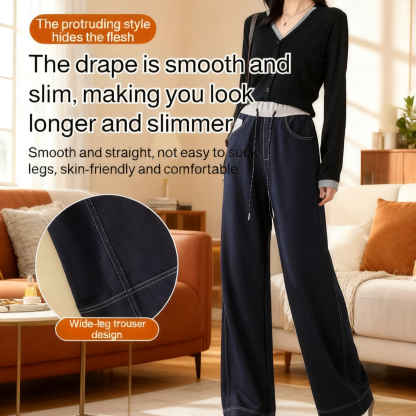 Slim-fit Faux Denim Straight Pants
