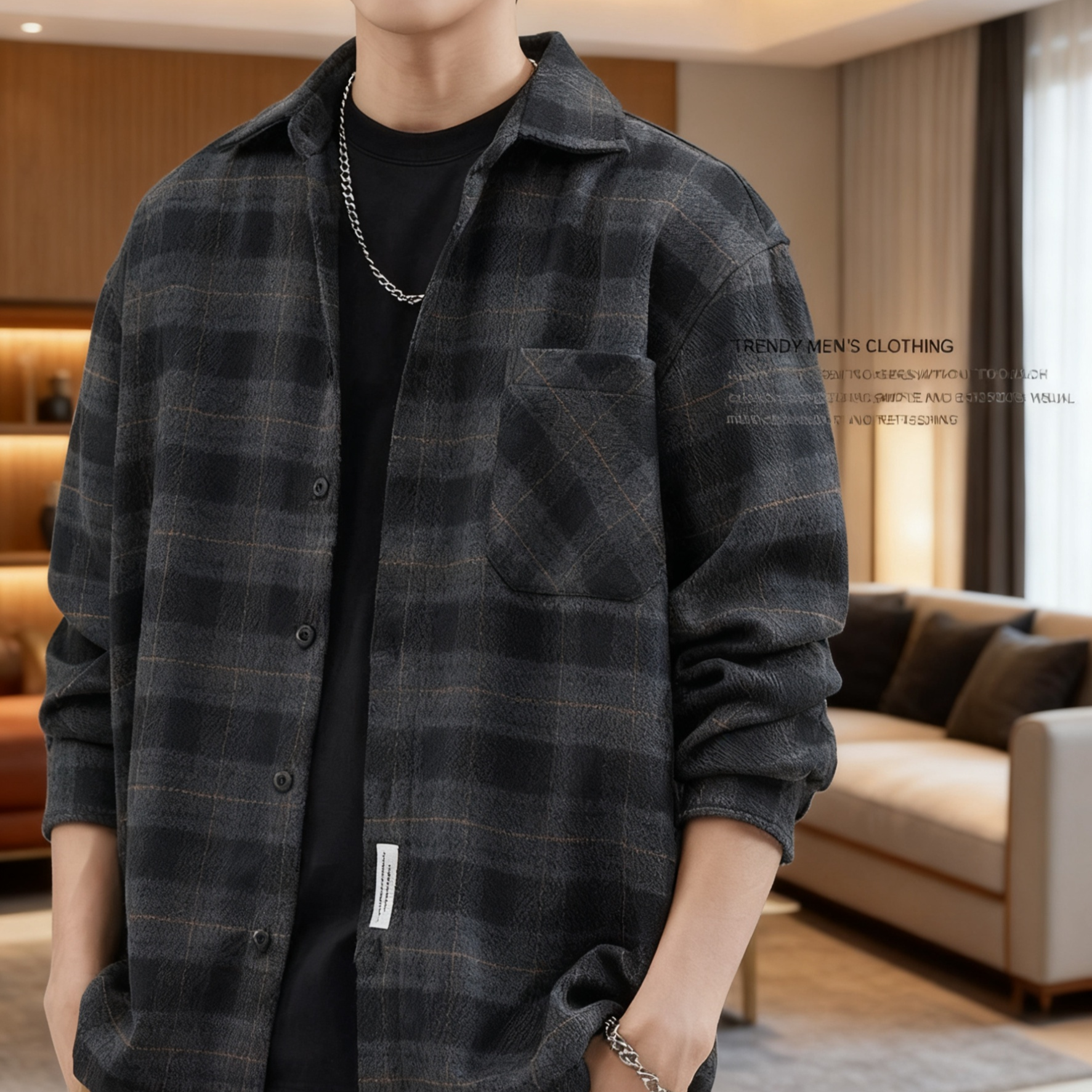 Vintage Loose Plaid Thickened Brushed Long Sleeve Shirt