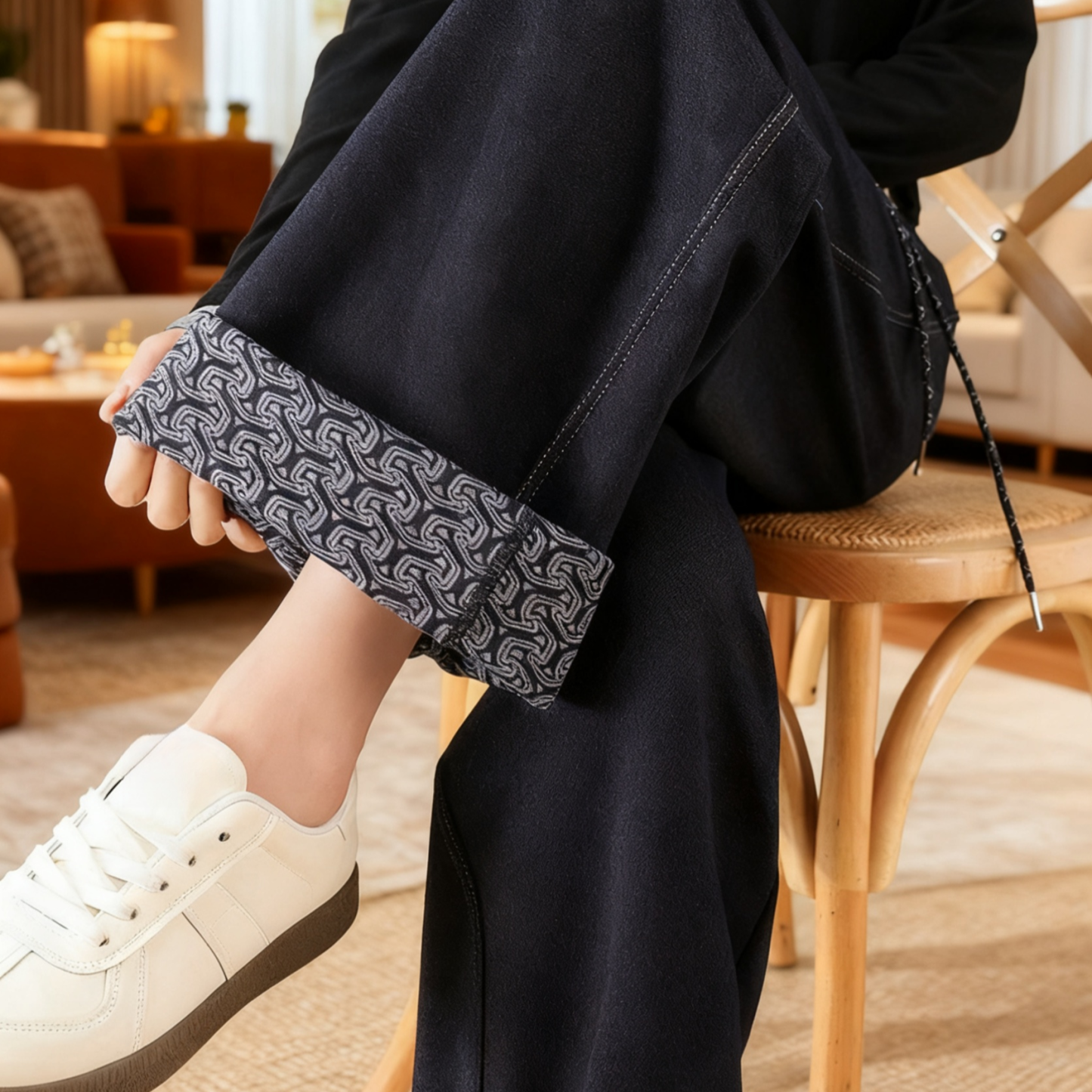 Slim-fit Faux Denim Straight Pants