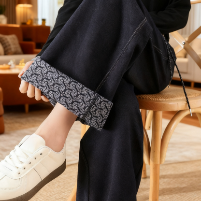 Slim-fit Faux Denim Straight Pants