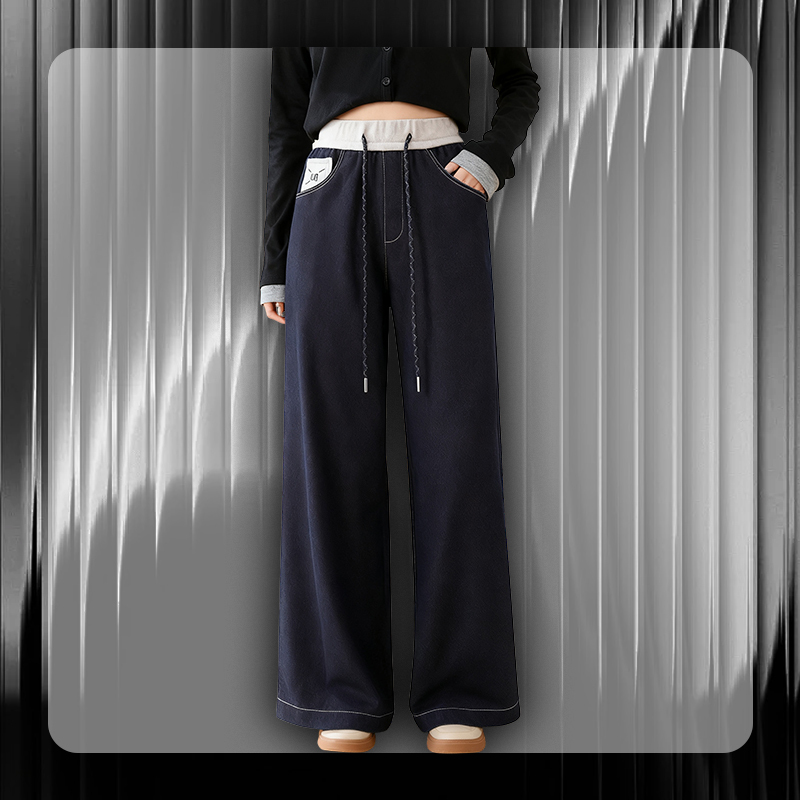 Slim-fit Faux Denim Straight Pants