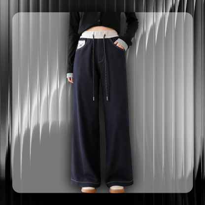 Slim-fit Faux Denim Straight Pants