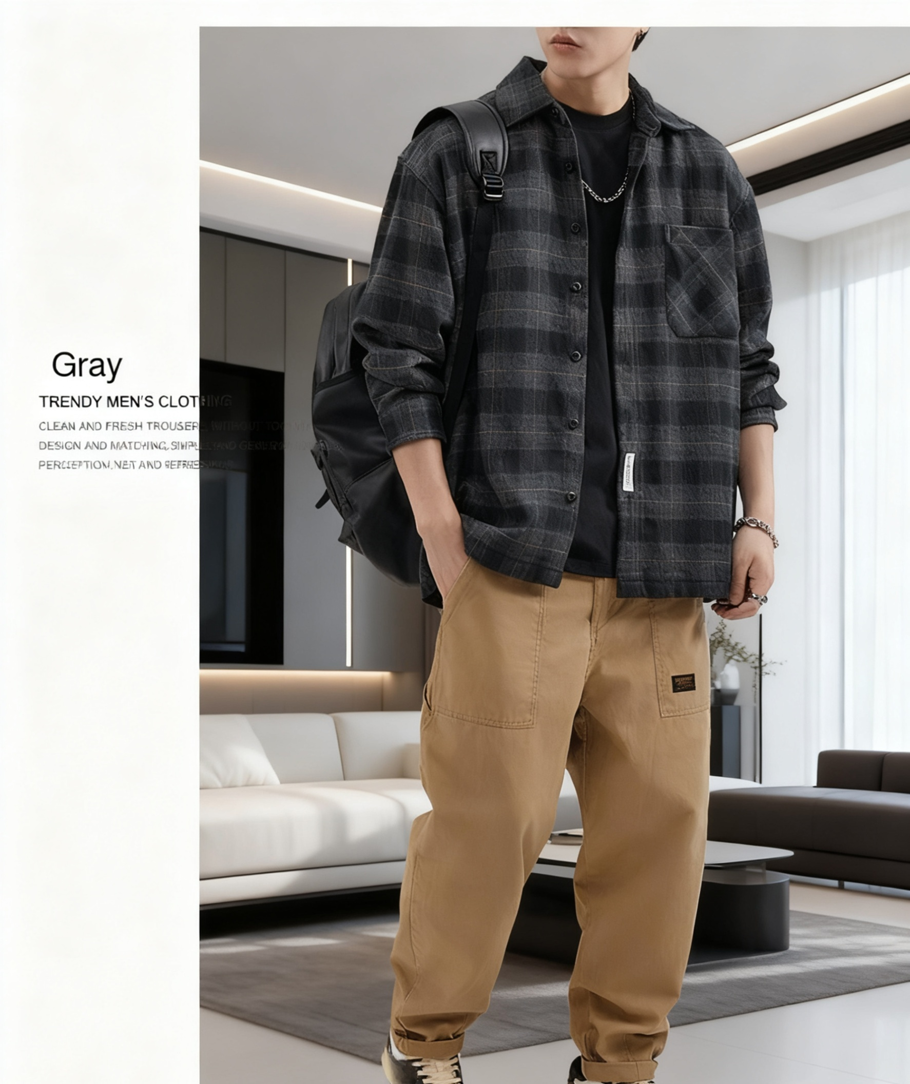 Casual outfit featuring vintage plaid long sleeve shirt