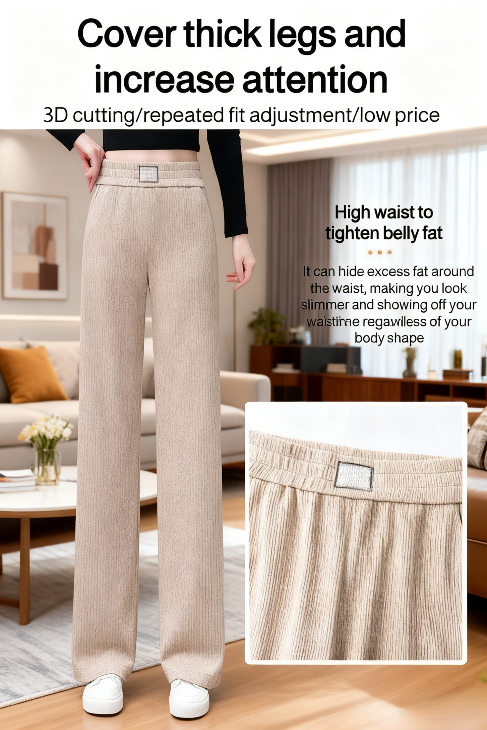 Side profile showing slim fit and drape