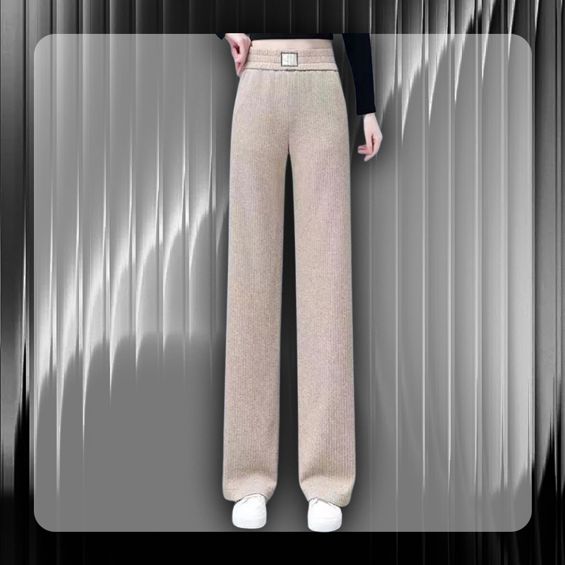 High-Waisted Slim Corduroy Wide-Leg Pants with Elegant Drape