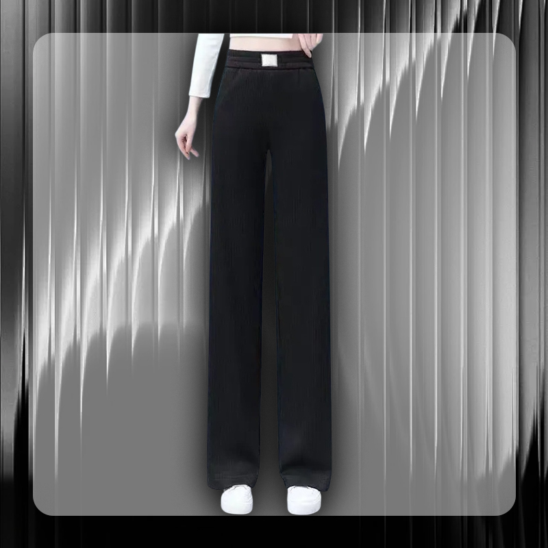 High-Waisted Slim Corduroy Wide-Leg Pants with Elegant Drape