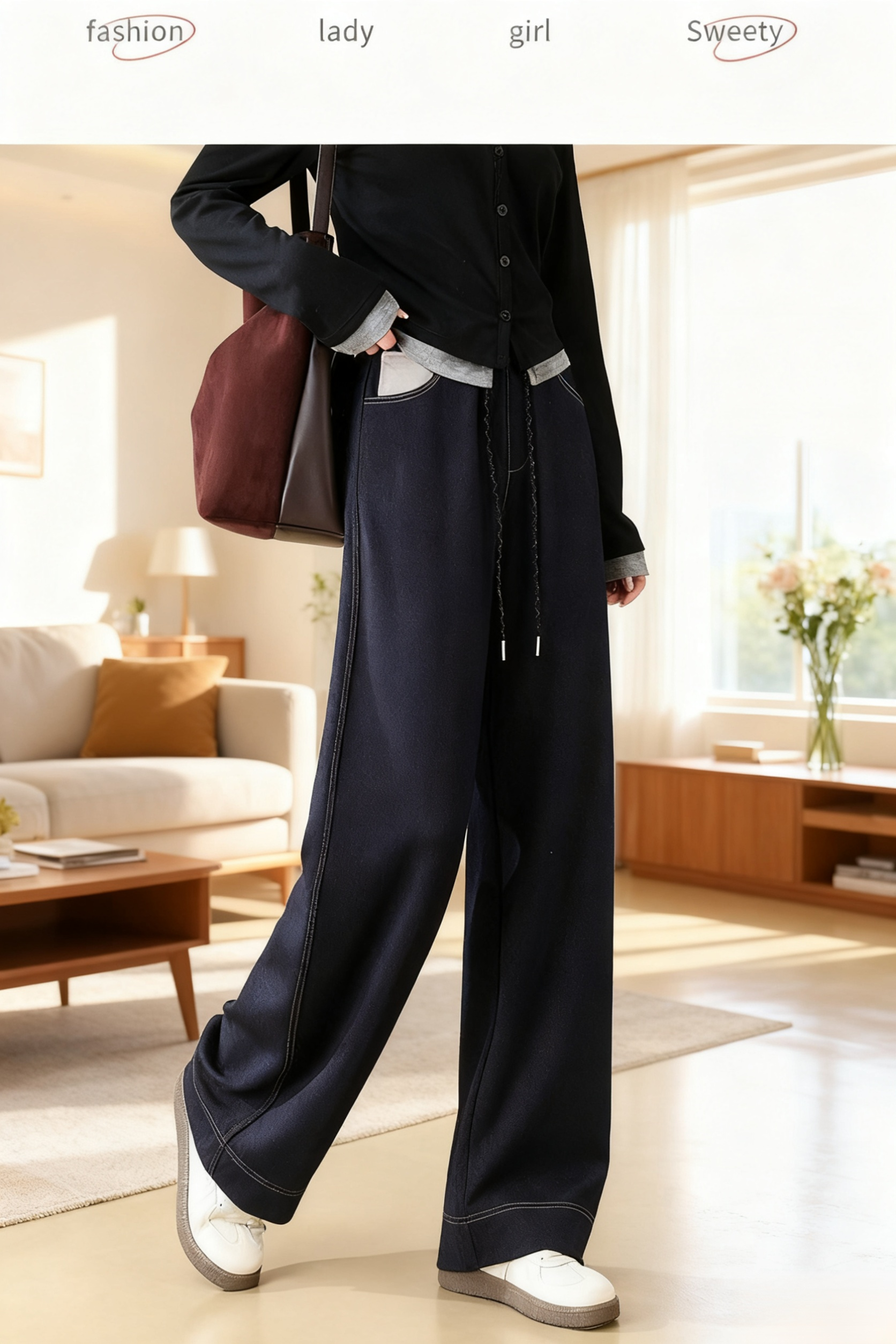 Close-up of faux denim fabric texture