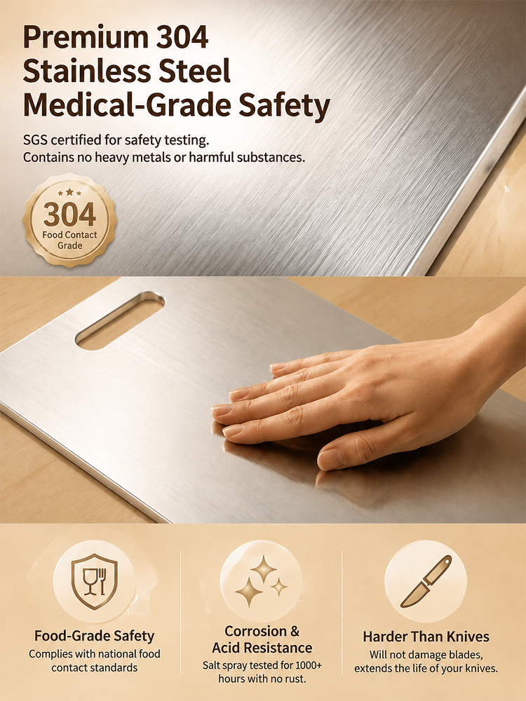 304 Stainless Steel Thickened Antibacterial & Mold-Resistant Cutting Board