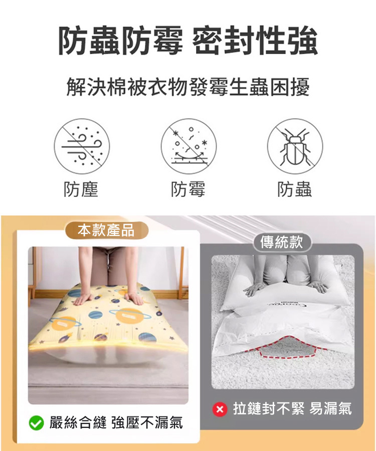 Moisture-proof and mildew-proof thickened air-free 3D vacuum compression bag