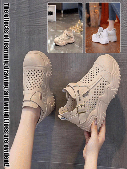 Height-enhancing platform hollow sandals