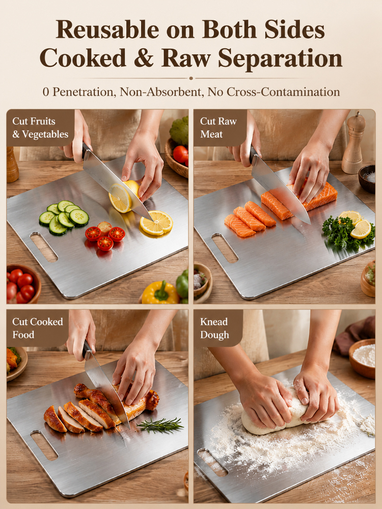 304 Stainless Steel Thickened Antibacterial & Mold-Resistant Cutting Board