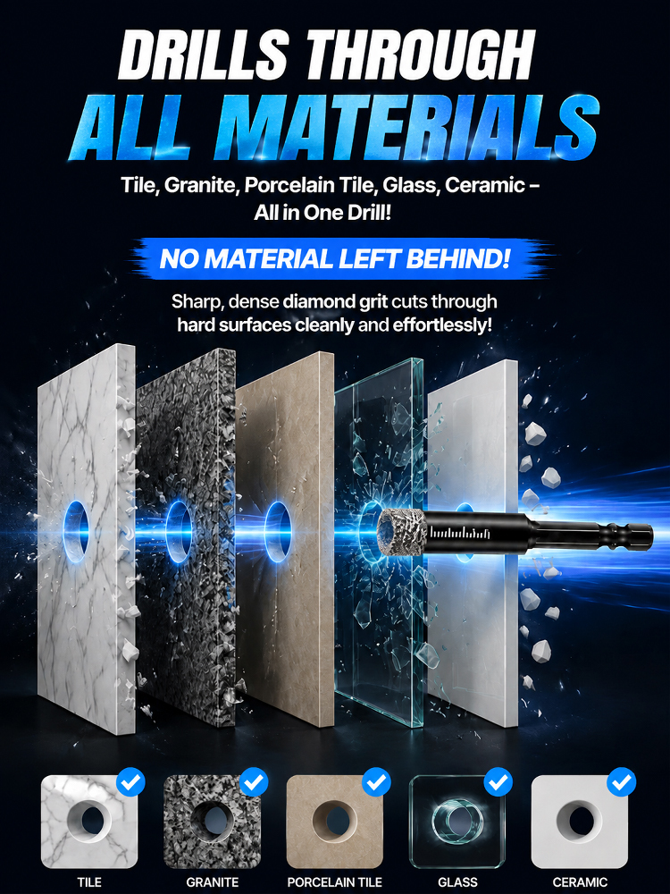 Black Diamond Hex Shank Drill Bit, 3-Second Damage-Free Quick Drilling for Concrete & Tile