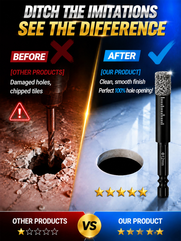 Black Diamond Hex Shank Drill Bit, 3-Second Damage-Free Quick Drilling for Concrete & Tile
