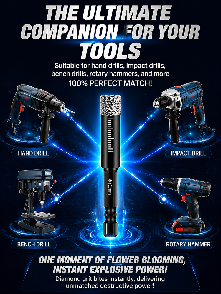 Black Diamond Hex Shank Drill Bit, 3-Second Damage-Free Quick Drilling for Concrete & Tile