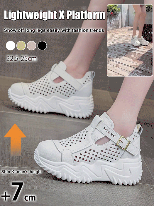 Height-enhancing platform hollow sandals