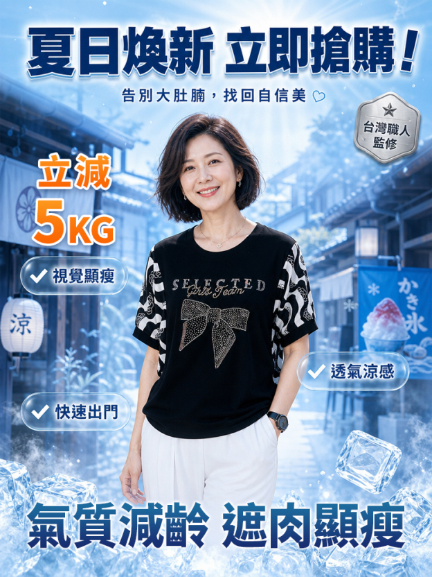 減齡燙鑽印花短袖