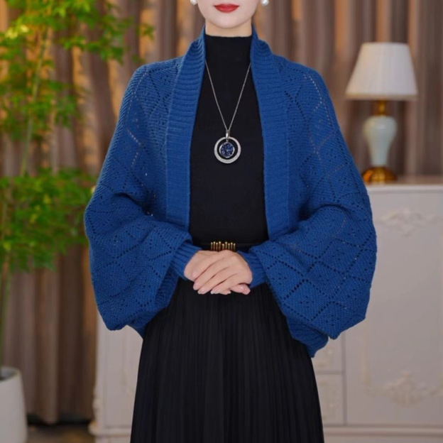 【Versatile Clothing】Plaid Knit Shawl Cardigan