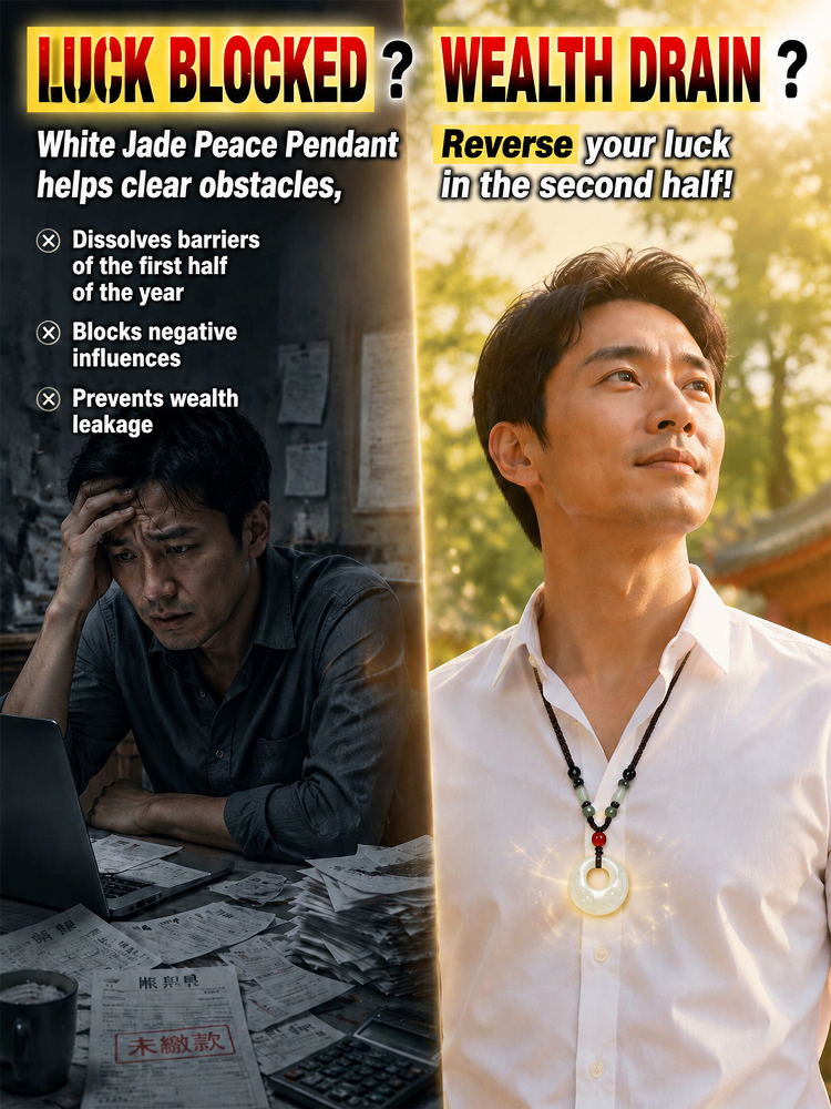 Double-sided Fish White Jade Pendant 'Abundant Year After Year'