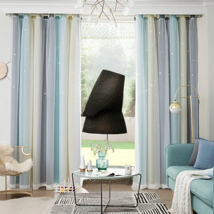漸變星星雙層全遮光窗簾