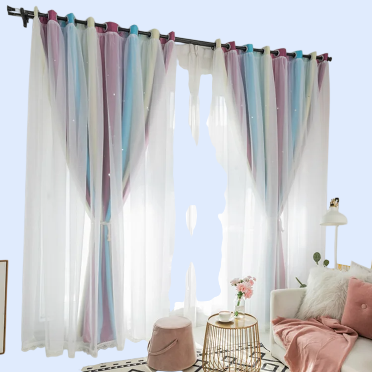 漸變星星雙層全遮光窗簾